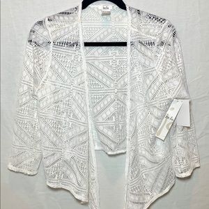 Isela LG White Short Sleeve Crotchet Cardigan
